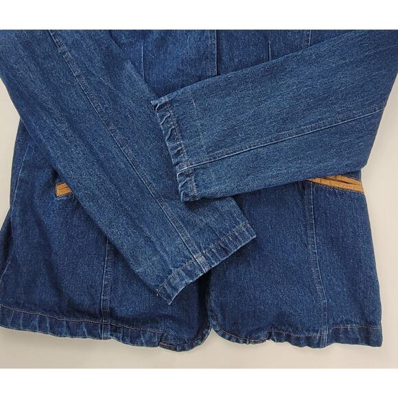 J.G. Hook Denim Jean Jacket Womens Size 14 Blue Dark‎ Wash Tan Corduroy Collar - Picture 7 of 10